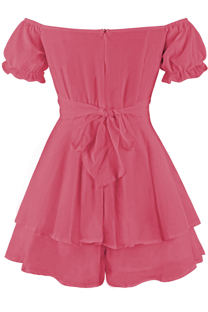 Casual Solid Flounce Off the Shoulder Straight Rompers(9 Colors)