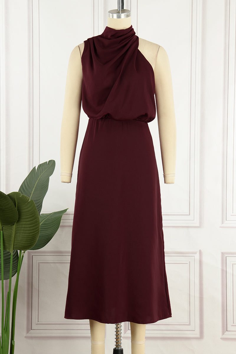 Celebrities Simplicity Solid Zipper Half A Turtleneck A Line Dresses(6 Colors)