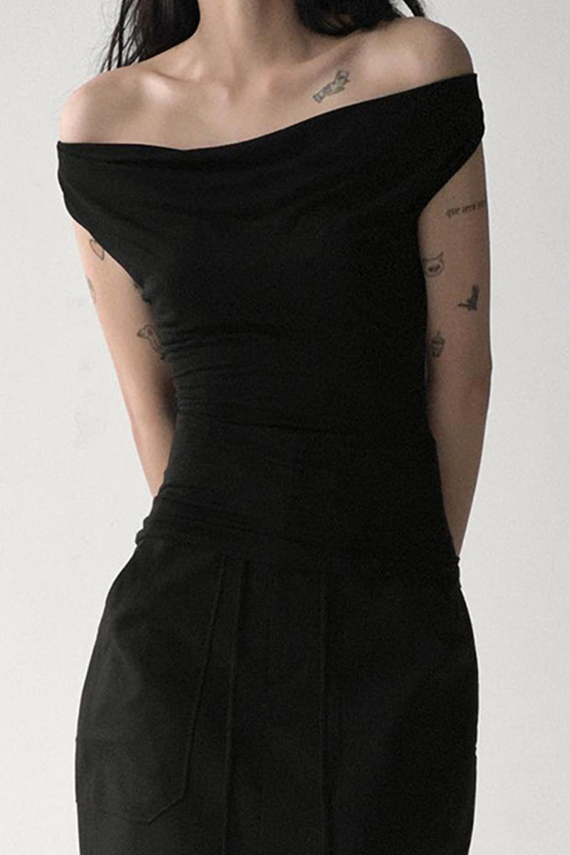 Sexy Solid Backless U Neck Tops