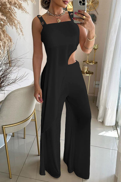 Casual Simplicity Solid Asymmetrical Sleeveless Two Pieces