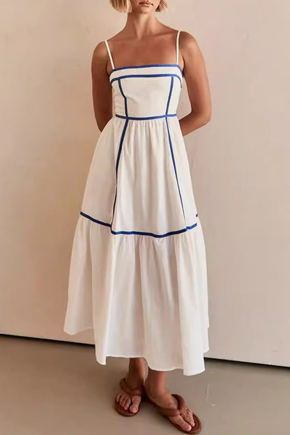 Casual Ripple Patchwork Contrast Sling Dresses