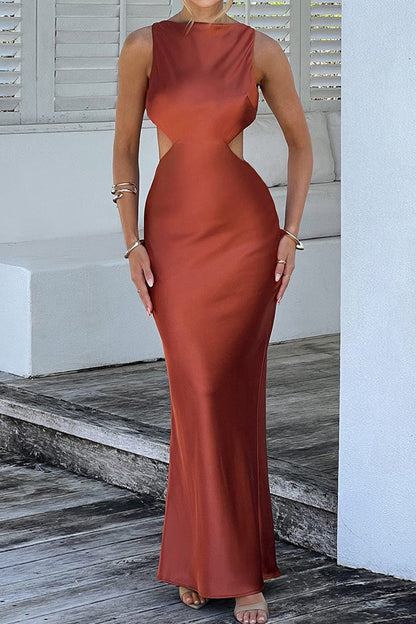 Sexy Celebrities Solid Backless O Neck Wrapped Skirt Dresses