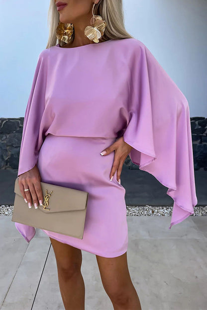 Elegant Solid Patchwork O Neck Wrapped Skirt Dresses