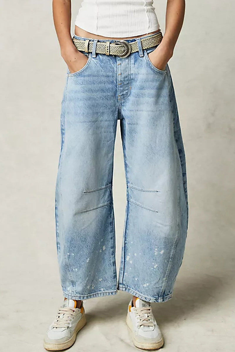 Casual Street Solid Pocket High Waist Denim Jeans(6 Colors)