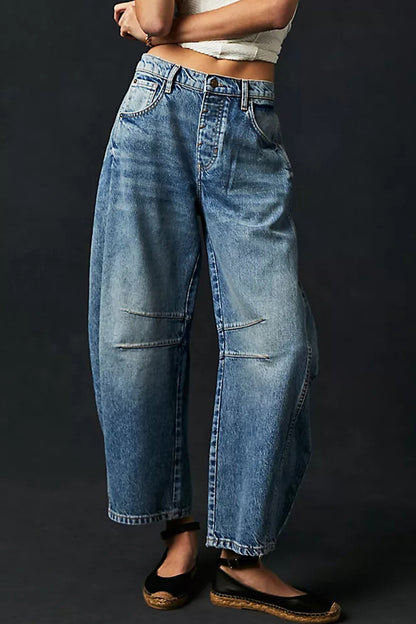 Casual Street Solid Pocket High Waist Denim Jeans(6 Colors)