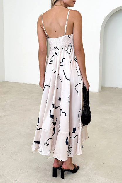 Sexy Geometric Print Backless Sling Dresses