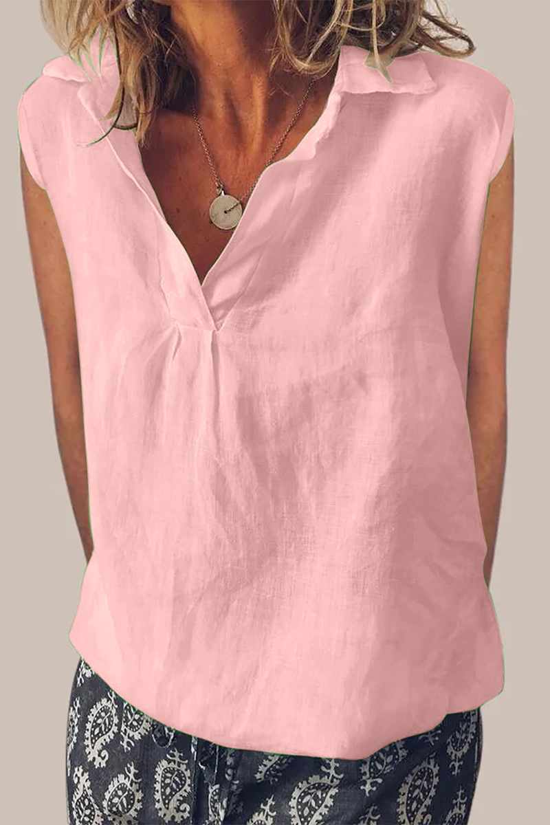 Casual Daily Solid Color Turndown Collar Blouses(6 Colors)