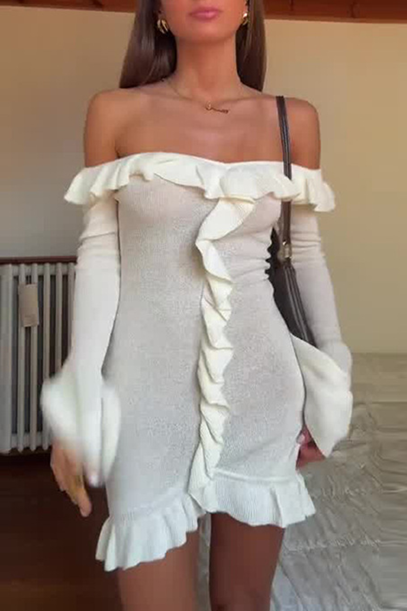 Sexy Ruffle Off Shoulder Wrapped Skirt Dresses