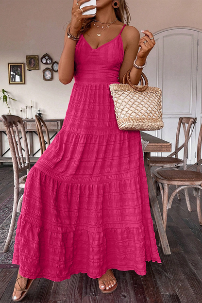 Casual Daily Solid Color Lace Up V Neck Sling Dresses