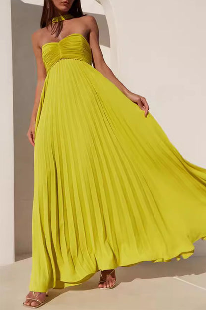 Sexy Solid Color Pleated Strapless Strapless Dresses