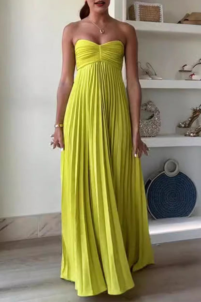 Sexy Solid Color Pleated Strapless Strapless Dresses