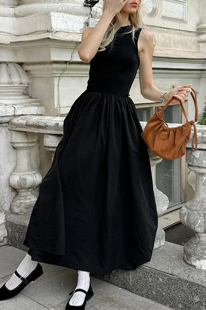 Casual Street Solid Color Ruched O Neck Vest Dresses