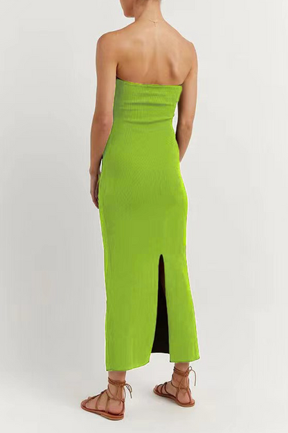 Sexy Solid Color Backless Weave Strapless One Step Skirt Dresses(4 Colors)