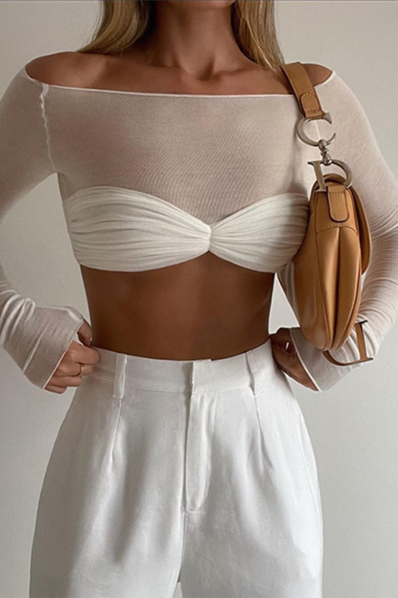 Sexy Solid Color Ruched Off Shoulder Tops