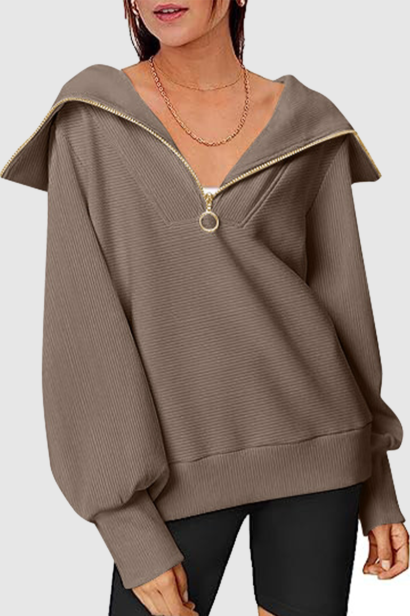 Casual Street Solid Color Zipper Turndown Collar Hoodies(6 Colors)