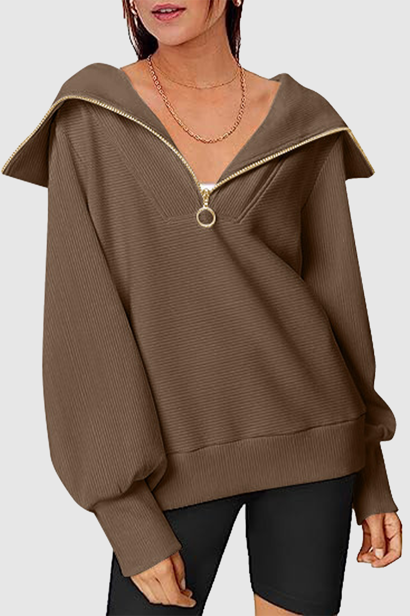 Casual Street Solid Color Zipper Turndown Collar Hoodies(6 Colors)