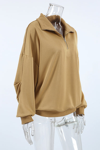 Casual Daily Solid Color Zipper Turndown Collar Hoodies