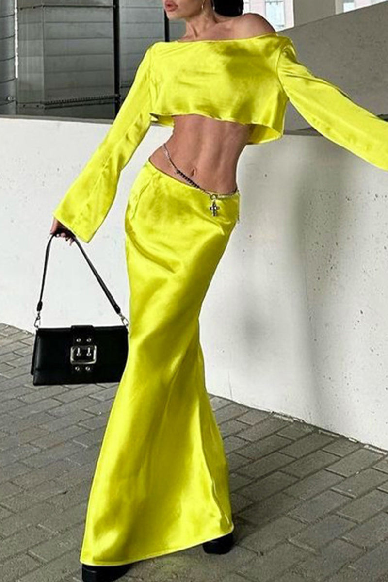 Sexy Off Shoulder Long Sleeve Two Pieces(No Belt)(3 Colors)