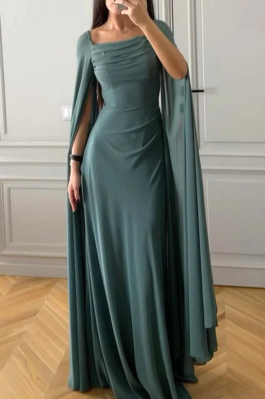 Sexy Slit Square Neck Evening Dresses