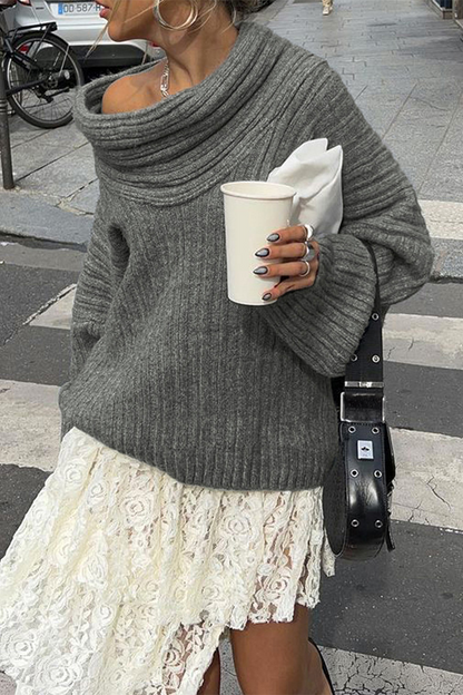 Casual Street Potholes Off Shoulder Sweaters (5 Colors)