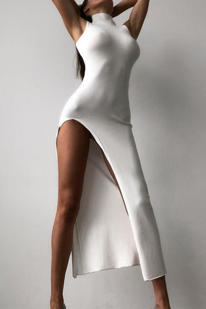 Sexy Slit Half A Turtleneck Irregular Dresses