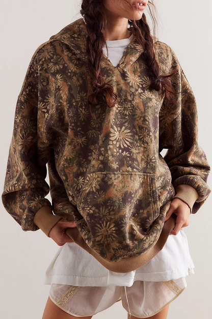 Casual Street Flowers Snakeskin Print Leopard Pocket Hoodies(5 Colors)