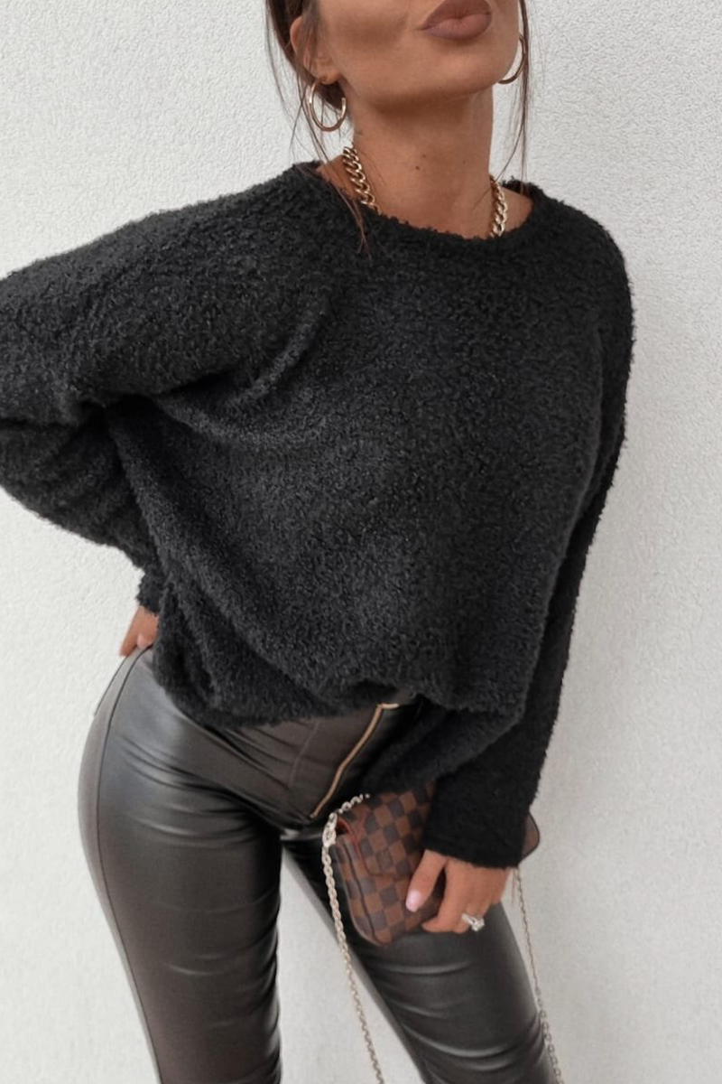 Casual Daily Solid Color Fluffy O Neck Sweaters(3 Colors)