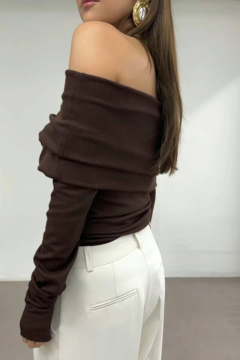 Sexy Solid Color Ruched Off Shoulder Sweaters(5 Colors)