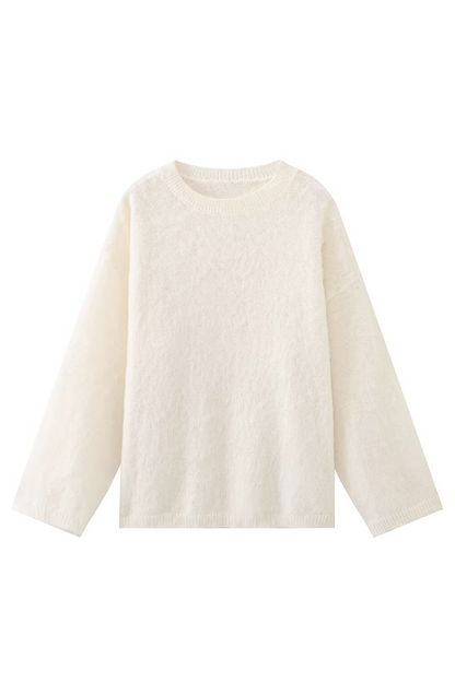 Casual Daily Solid Color Fluffy O Neck Sweaters