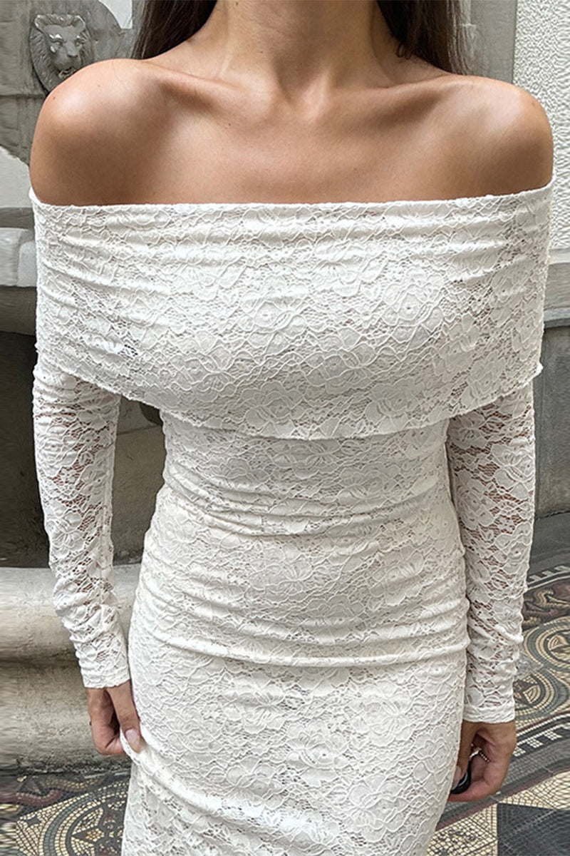 Elegant Lace Off Shoulder Lace Dress Dresses