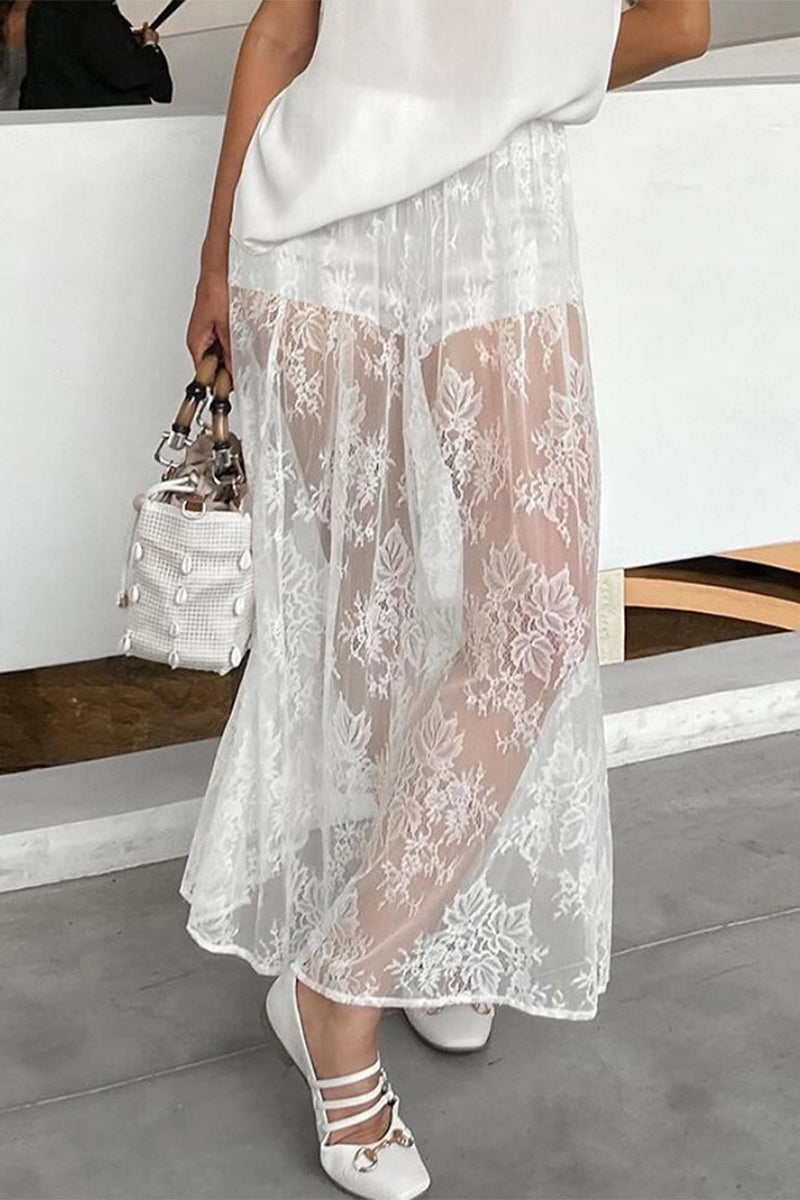 Sexy Lace See-Through Loose High Waist Bottoms