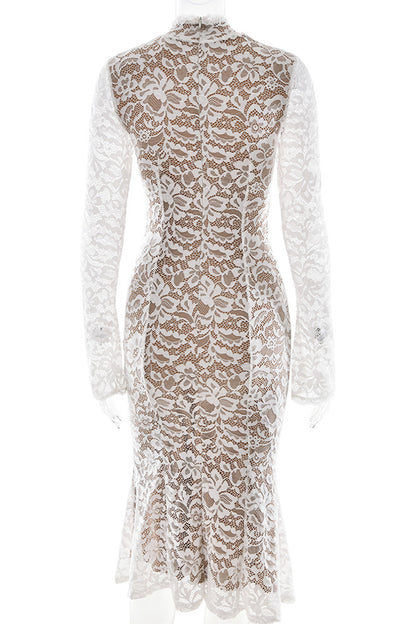 Sexy Lace Half A Turtleneck Fishtail Dresses