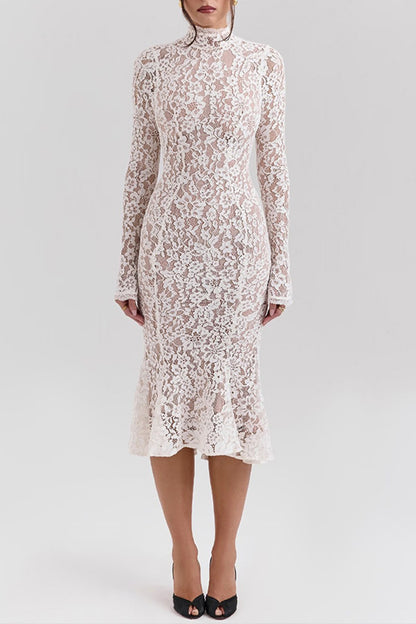 Sexy Lace Half A Turtleneck Fishtail Dresses