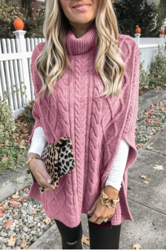 Fashion Casual Solid Pullovers Turtleneck Tops