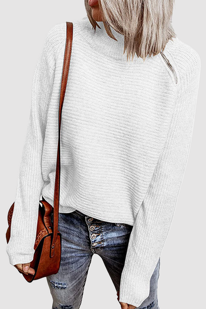 Casual Solid Patchwork Zipper O Neck Tops Sweater