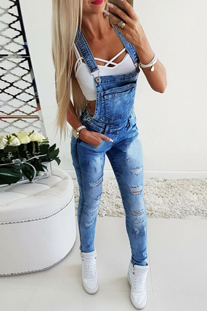 Casual Solid Patchwork Skinny Jumpsuits(3 Colors)