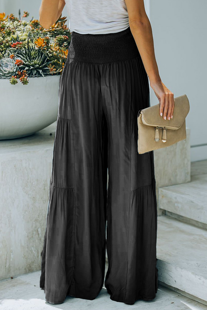 Casual Solid Patchwork Loose High Waist Wide Leg Solid Color Bottoms