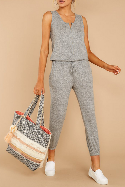 Fashion Solid Patchwork V Neck Harlan Jumpsuits