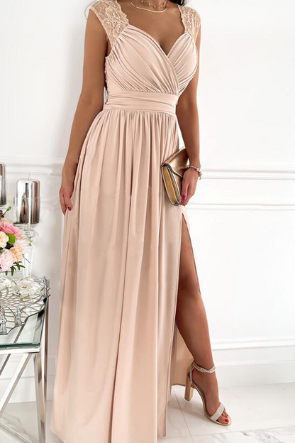 Casual Solid Slit V Neck Evening Dress Dresses(3 Colors)