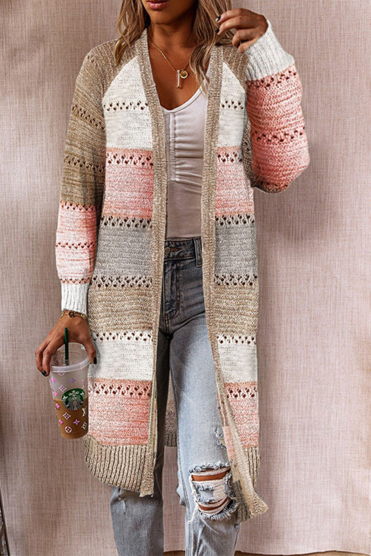 Casual Patchwork Hollowed Out Cardigan Collar Outerwear(3 Colors)