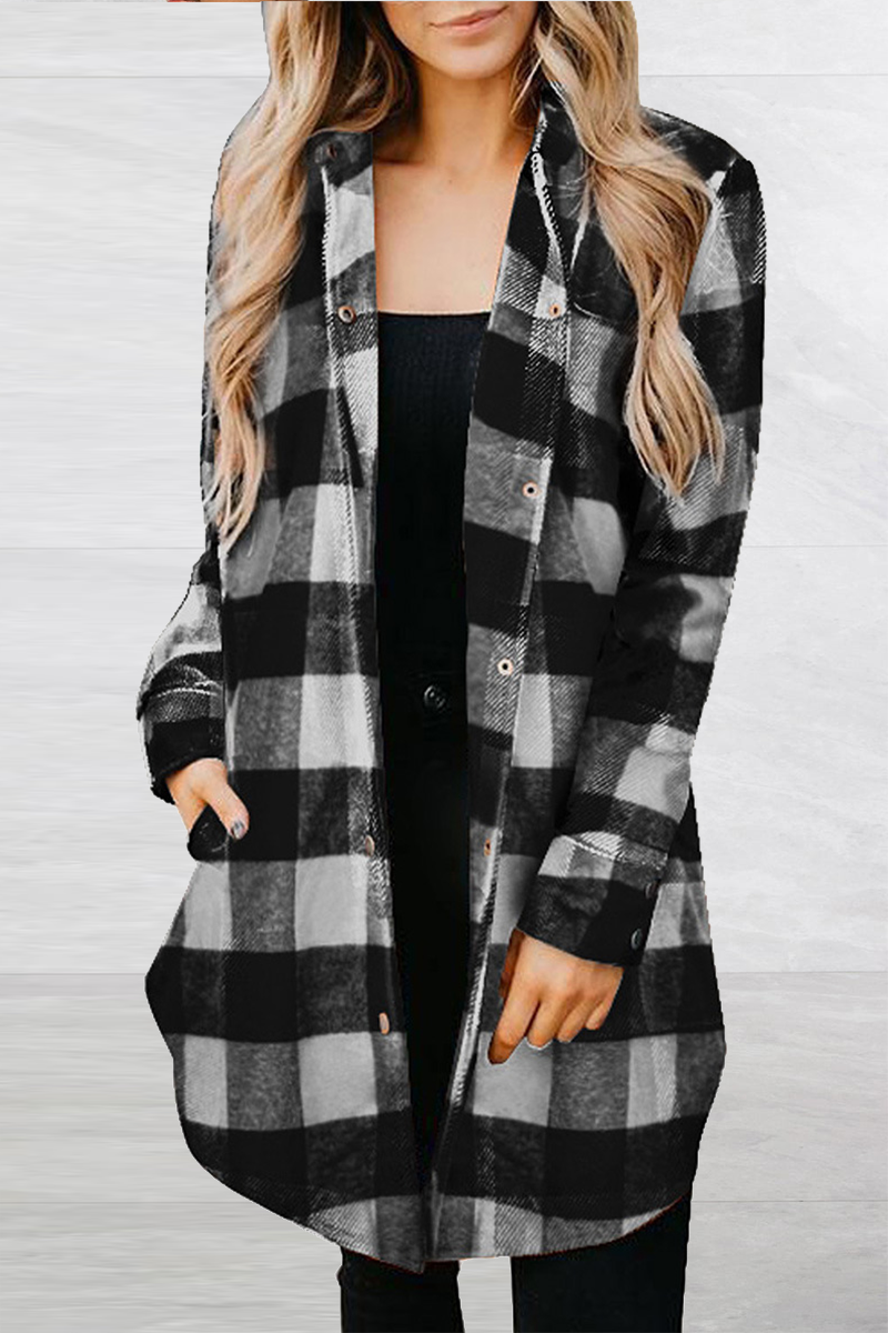 Casual Plaid Patchwork Turndown Collar Blouses(6 Colors)