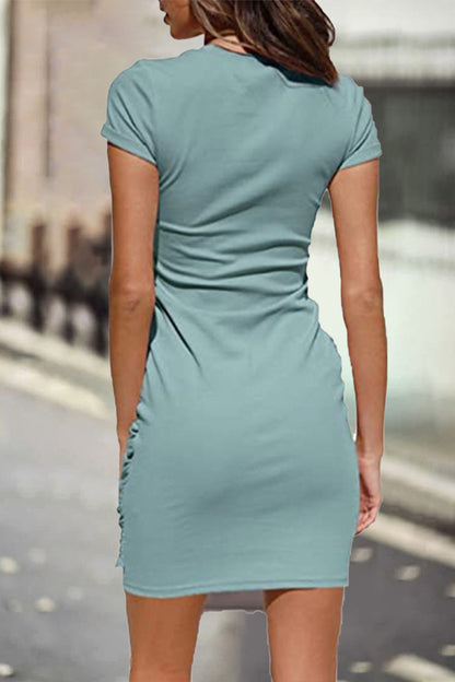 Casual Solid Solid Color O Neck One Step Skirt Dresses