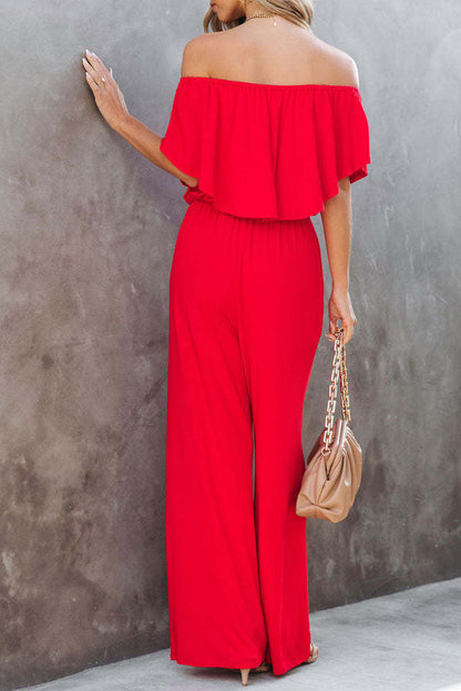 Casual Daily Solid Solid Color Off the Shoulder Regular Jumpsuits