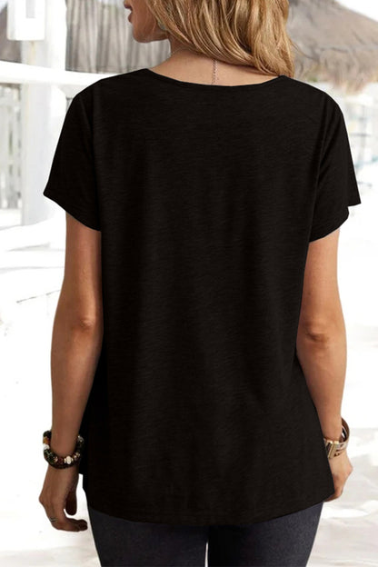 Casual Daily Solid Asymmetrical U Neck T-Shirts