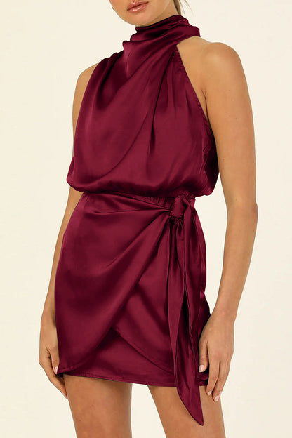 Celebrities Elegant Solid Fold Halter A Line Dresses(6 Colors)