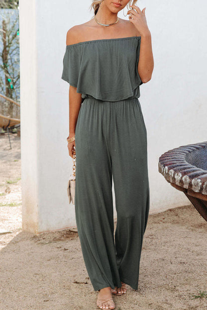 Casual Daily Solid Solid Color Off the Shoulder Regular Jumpsuits