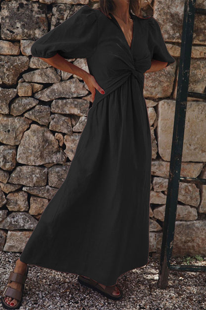 Casual Simplicity Solid Solid Color V Neck Short Sleeve Dress Dresses