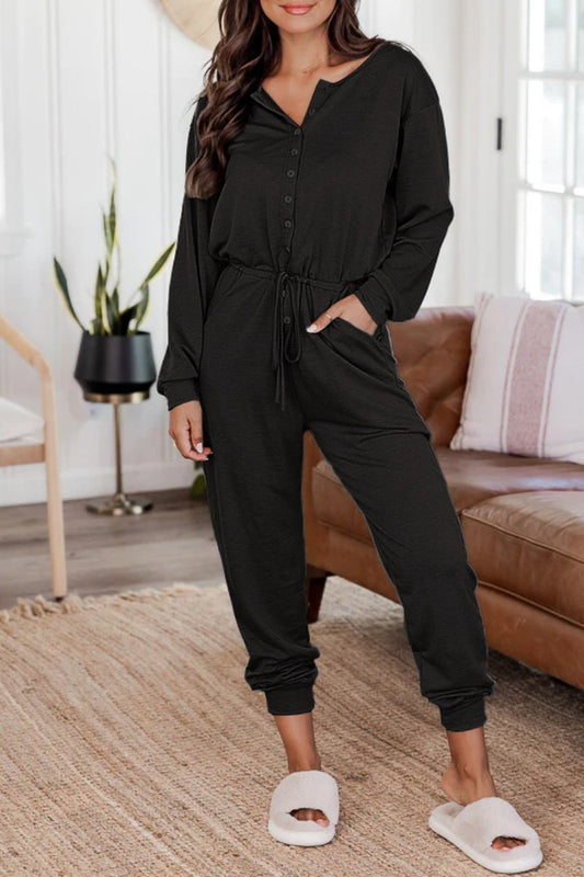 Casual Solid Patchwork V Neck Regular Jumpsuits