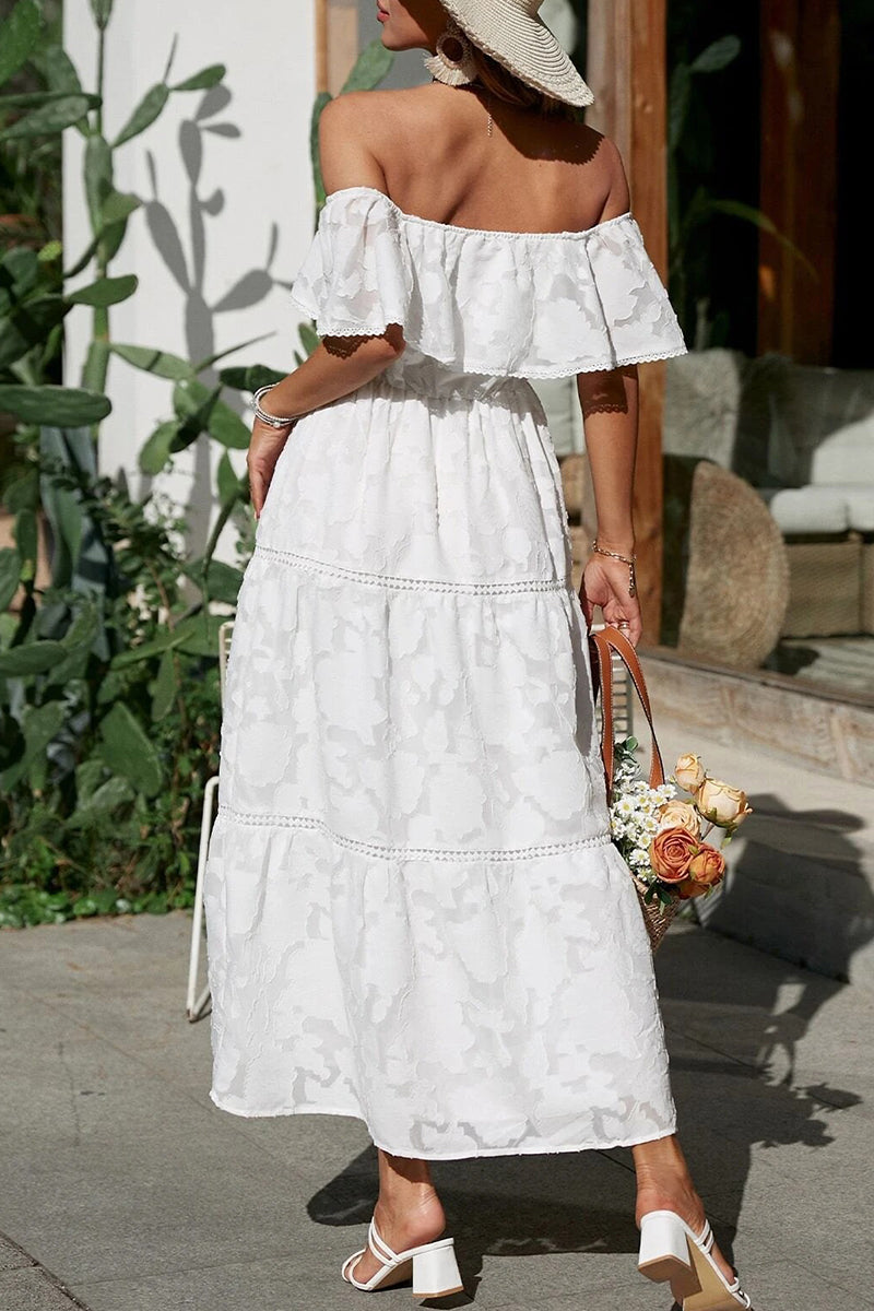 Sweet Elegant Solid Lace Off the Shoulder A Line Dresses