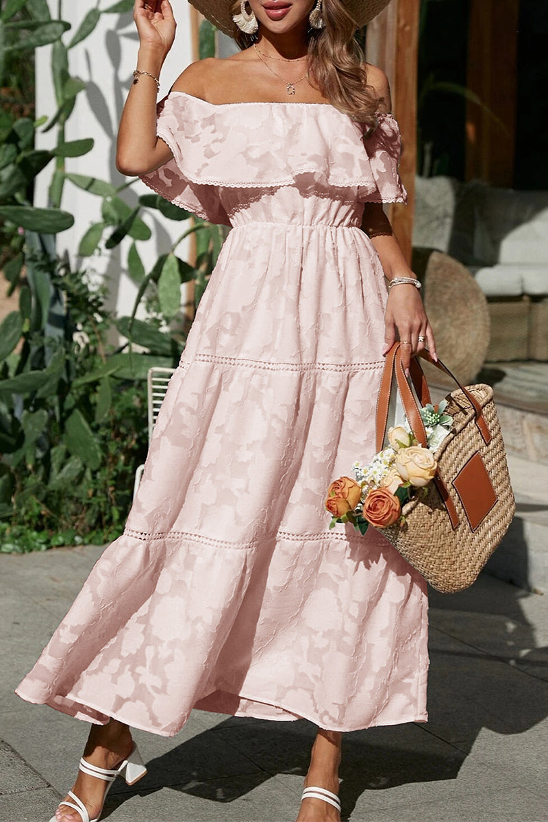 Sweet Elegant Solid Lace Off the Shoulder A Line Dresses